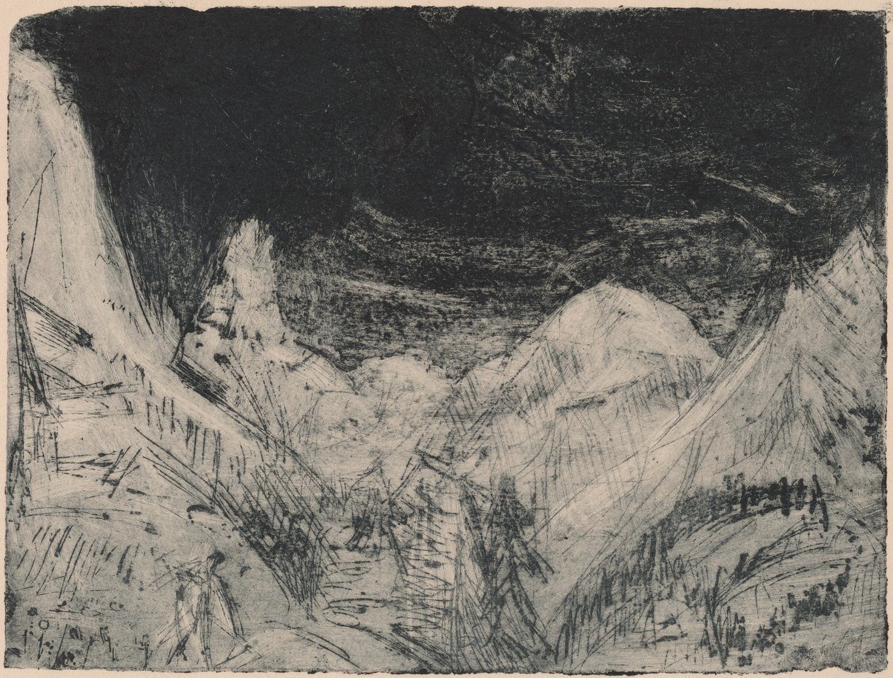 Górski krajobraz z małymi kosiarkami, 1919. autorstwa Ernst Ludwig Kirchner
