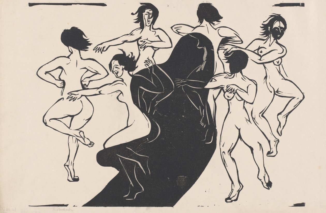 Akty tańczące wokół cienia, 1936. autorstwa Ernst Ludwig Kirchner