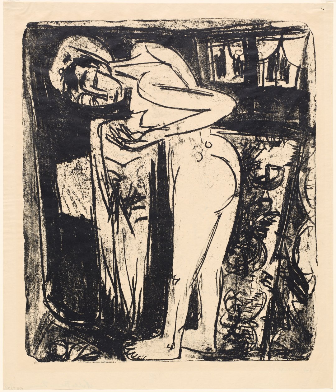 Stojąc nago w pokoju, 1921. autorstwa Ernst Ludwig Kirchner