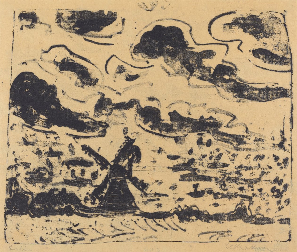 Wiatrak w pobliżu Burg na Fehmarn, 1908. autorstwa Ernst Ludwig Kirchner