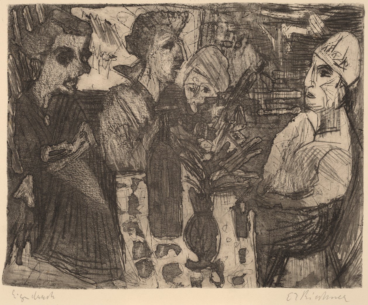 Kobiety przy stole w pokoju, 1920. autorstwa Ernst Ludwig Kirchner