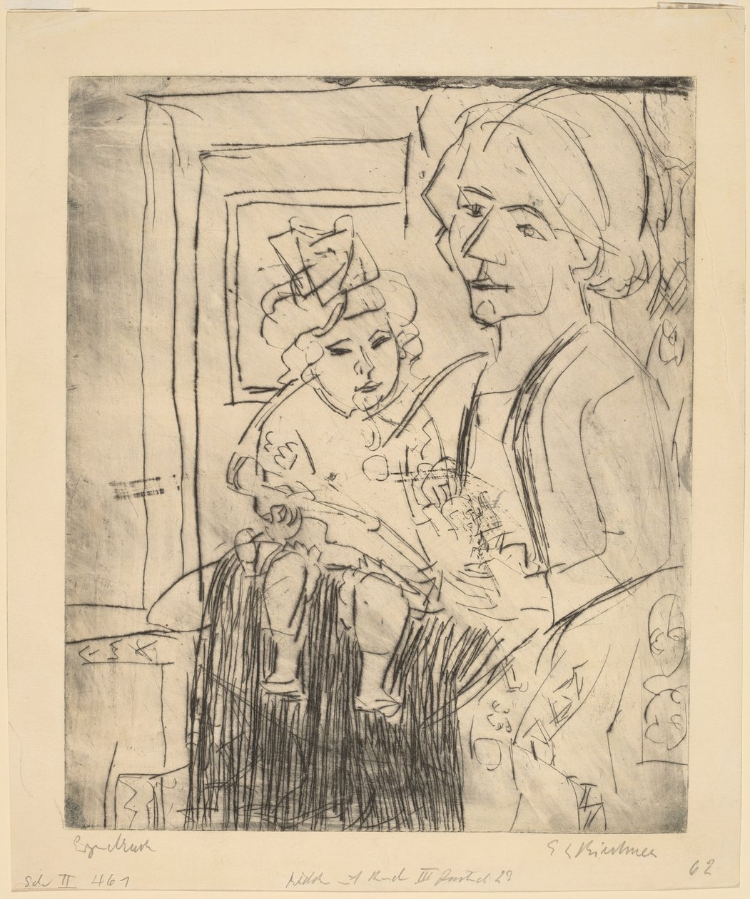 Młoda kobieta z dzieckiem, 1923. autorstwa Ernst Ludwig Kirchner
