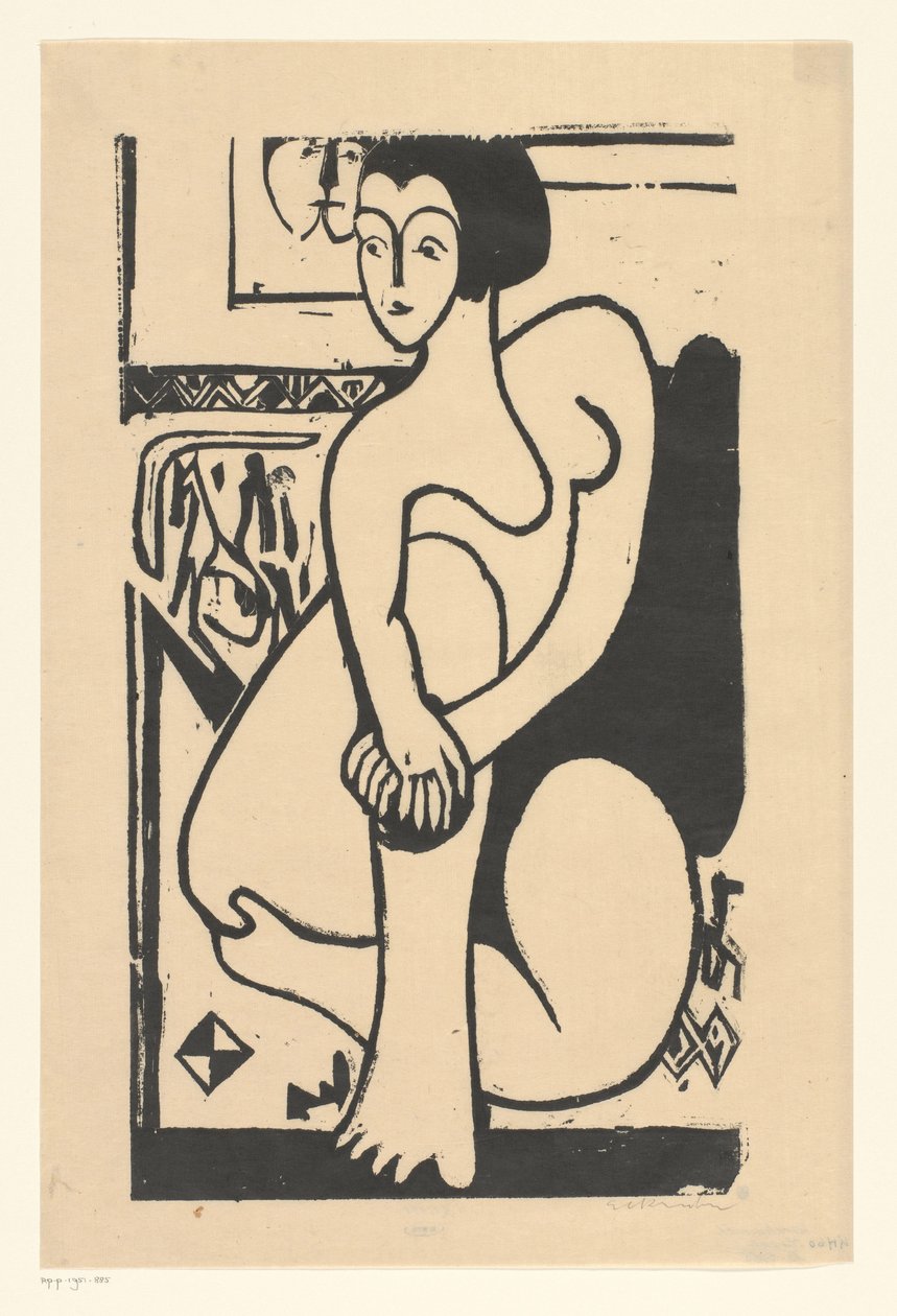 siedząc nago autorstwa Ernst Ludwig Kirchner (signed by artist)