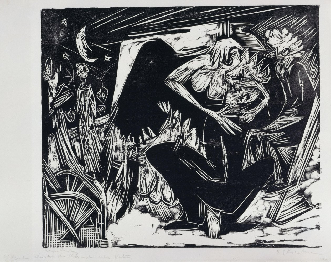 Absalom znieważa kobiety z burdelu autorstwa Ernst Ludwig Kirchner