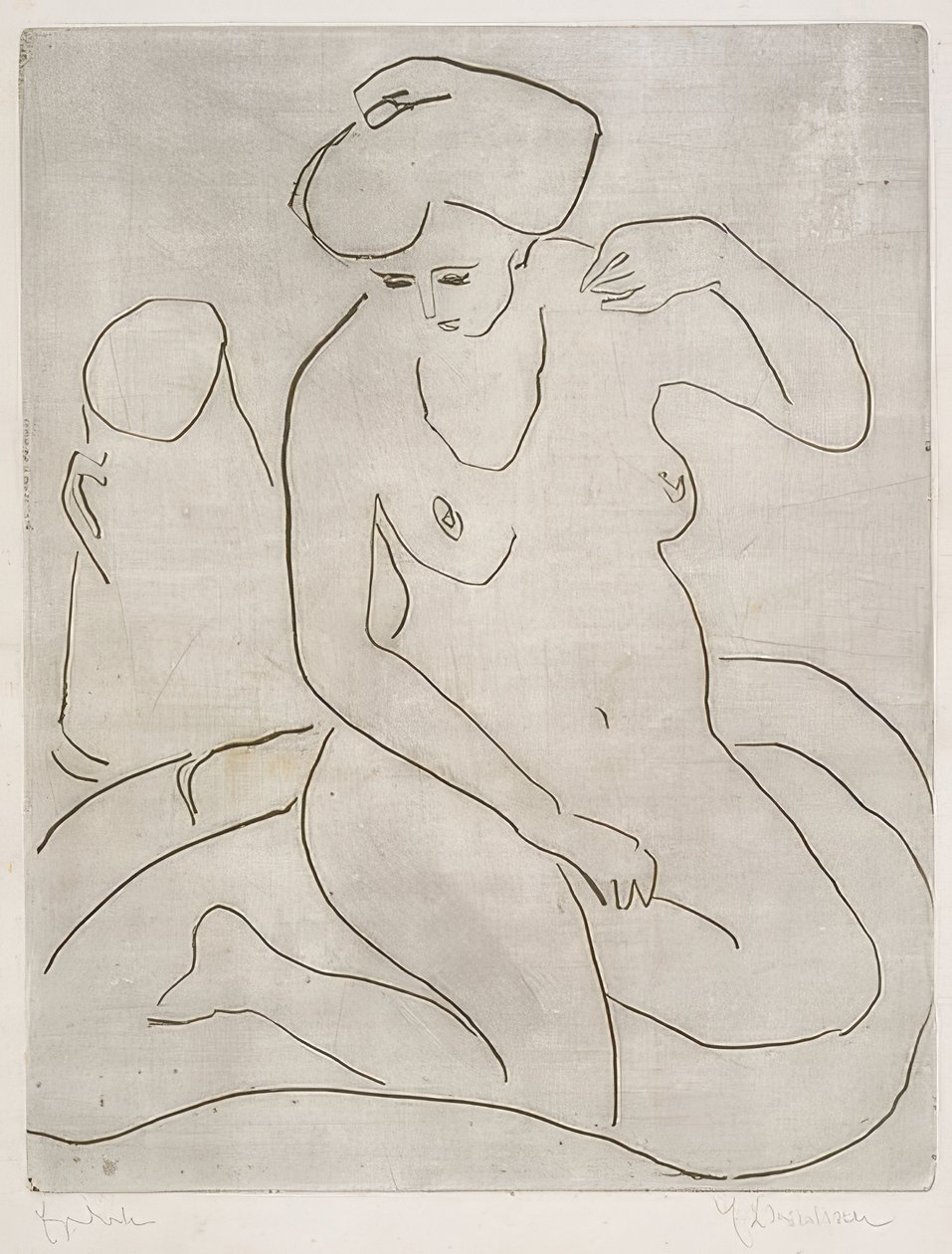 Nude w tubie z naszyjnikiem. 1909 autorstwa Ernst Ludwig Kirchner