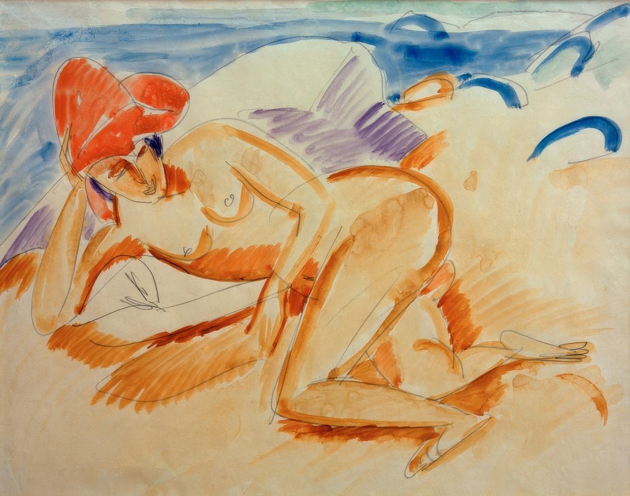 Akt w czerwonym kapeluszu autorstwa Ernst Ludwig Kirchner