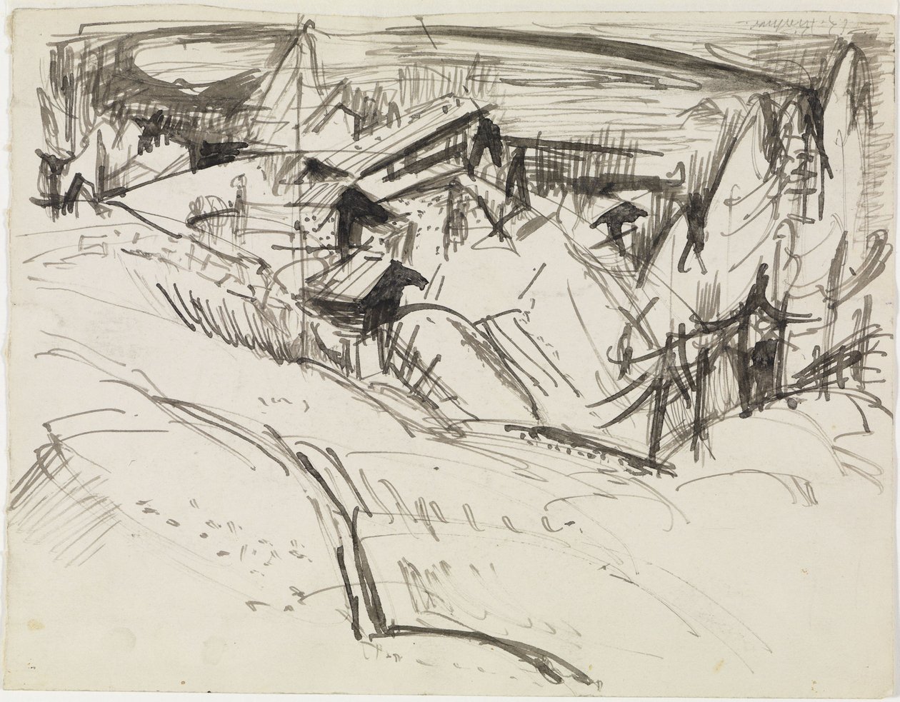 Alp z chatami i jodłami autorstwa Ernst Ludwig Kirchner