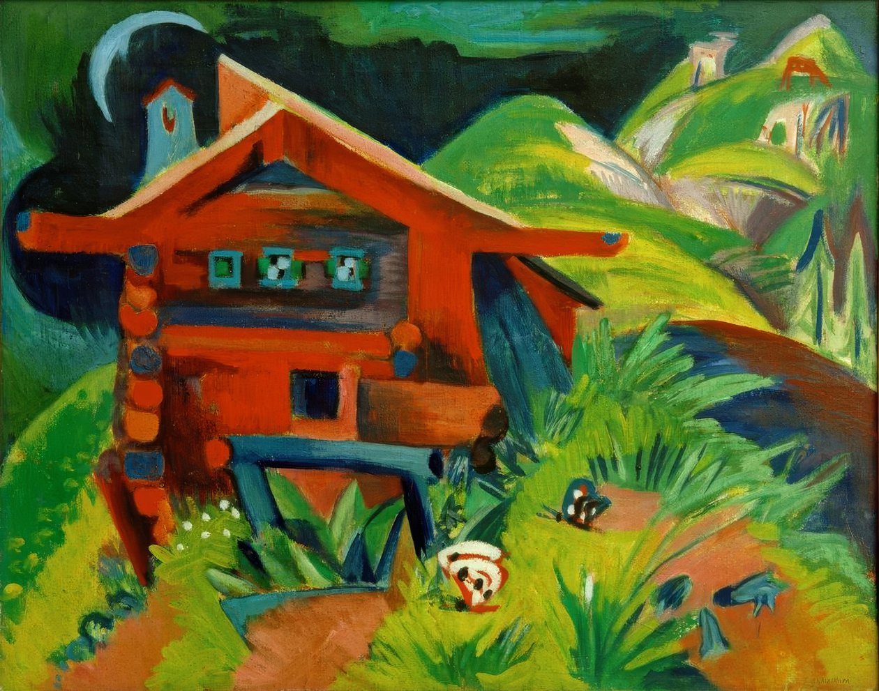 Chata alpejska; Czerwony Alfaus autorstwa Ernst Ludwig Kirchner
