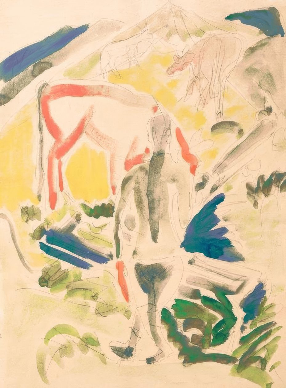 Przy fontannie na Stafelalp autorstwa Ernst Ludwig Kirchner