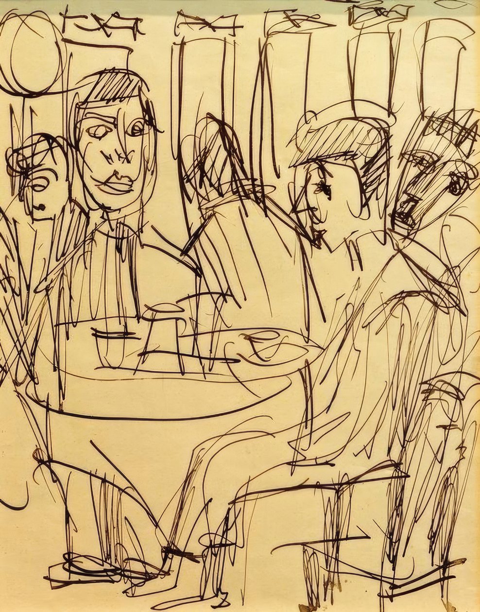Przy stoliku w kawiarni autorstwa Ernst Ludwig Kirchner