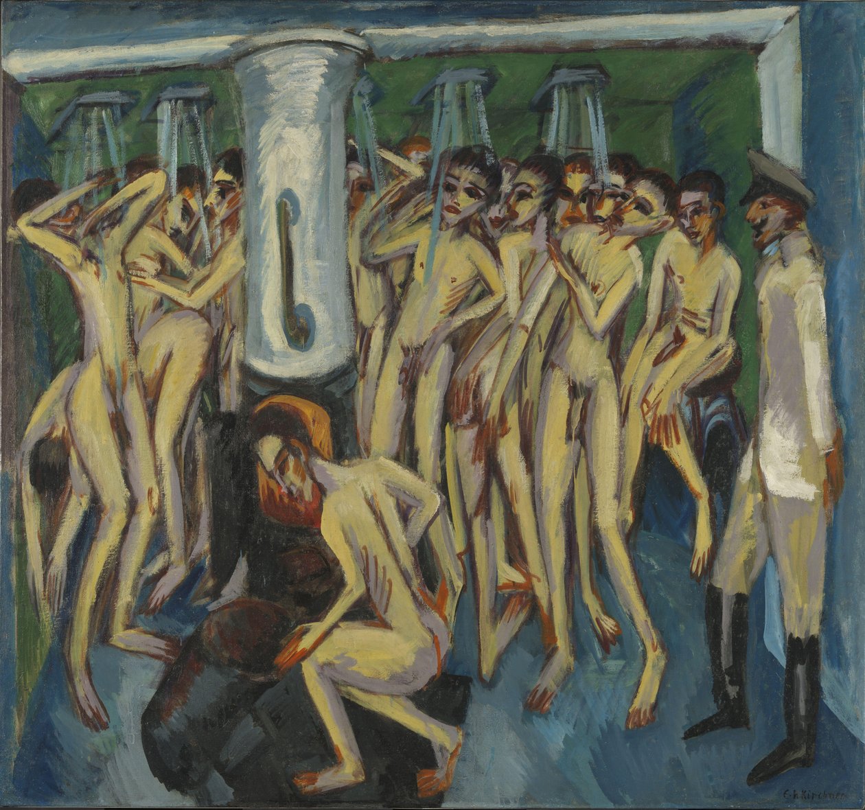 Artylerzyści pod prysznicem autorstwa Ernst Ludwig Kirchner