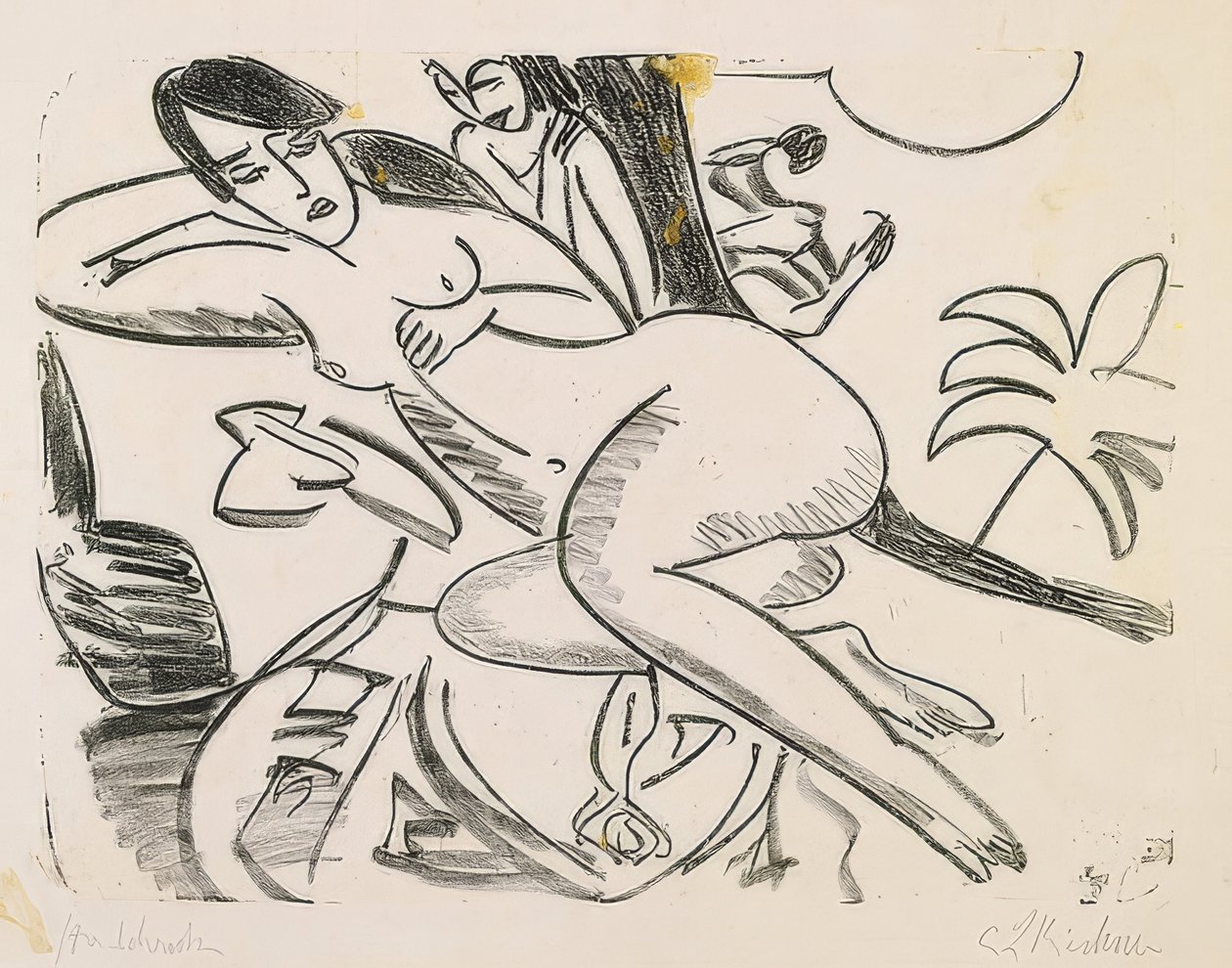 Akt leżący na suficie 1911 autorstwa Ernst Ludwig Kirchner