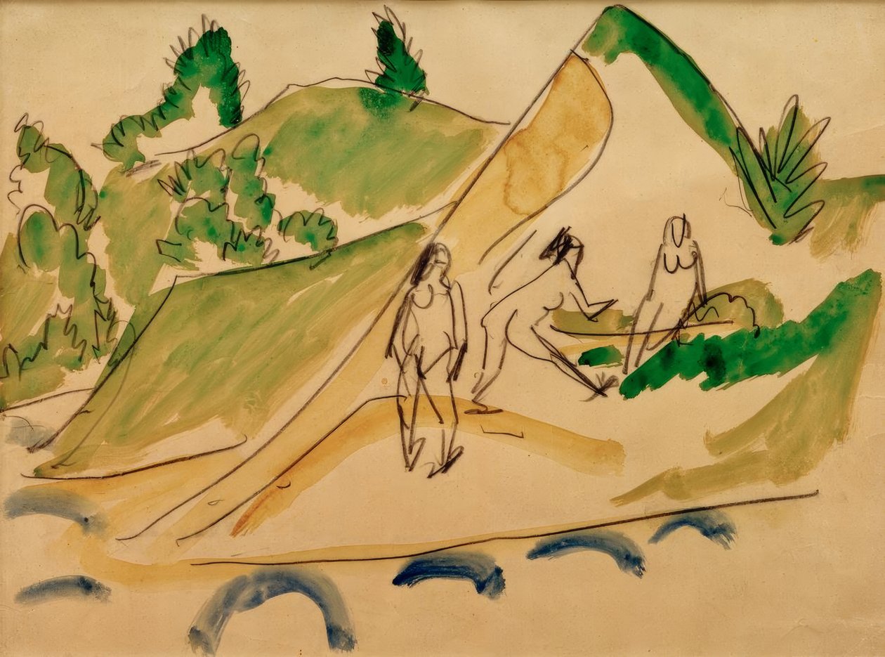 Kąpiących się nad jeziorem Moritzburg autorstwa Ernst Ludwig Kirchner