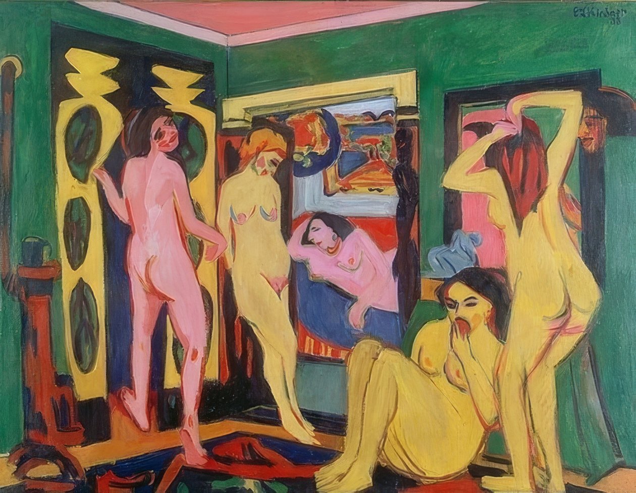 Kąpiący się w kosmosie. 1909/10 - Rewizja po 1925 r. autorstwa Ernst Ludwig Kirchner