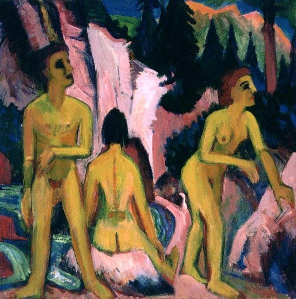 Figurki kąpielowe (gwasz) autorstwa Ernst Ludwig Kirchner