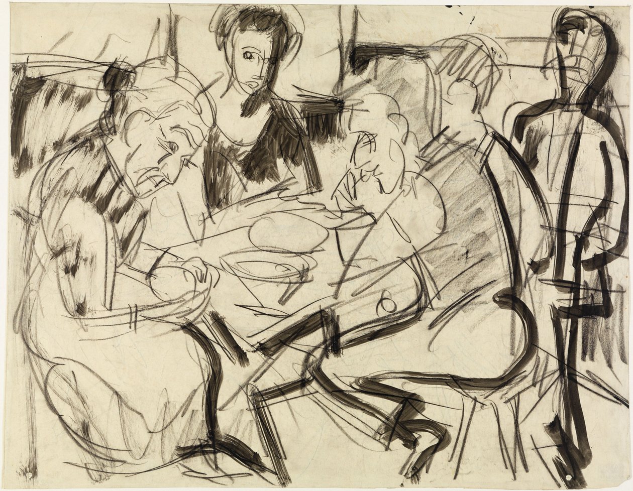 Rodzina rolnicza przy stole autorstwa Ernst Ludwig Kirchner