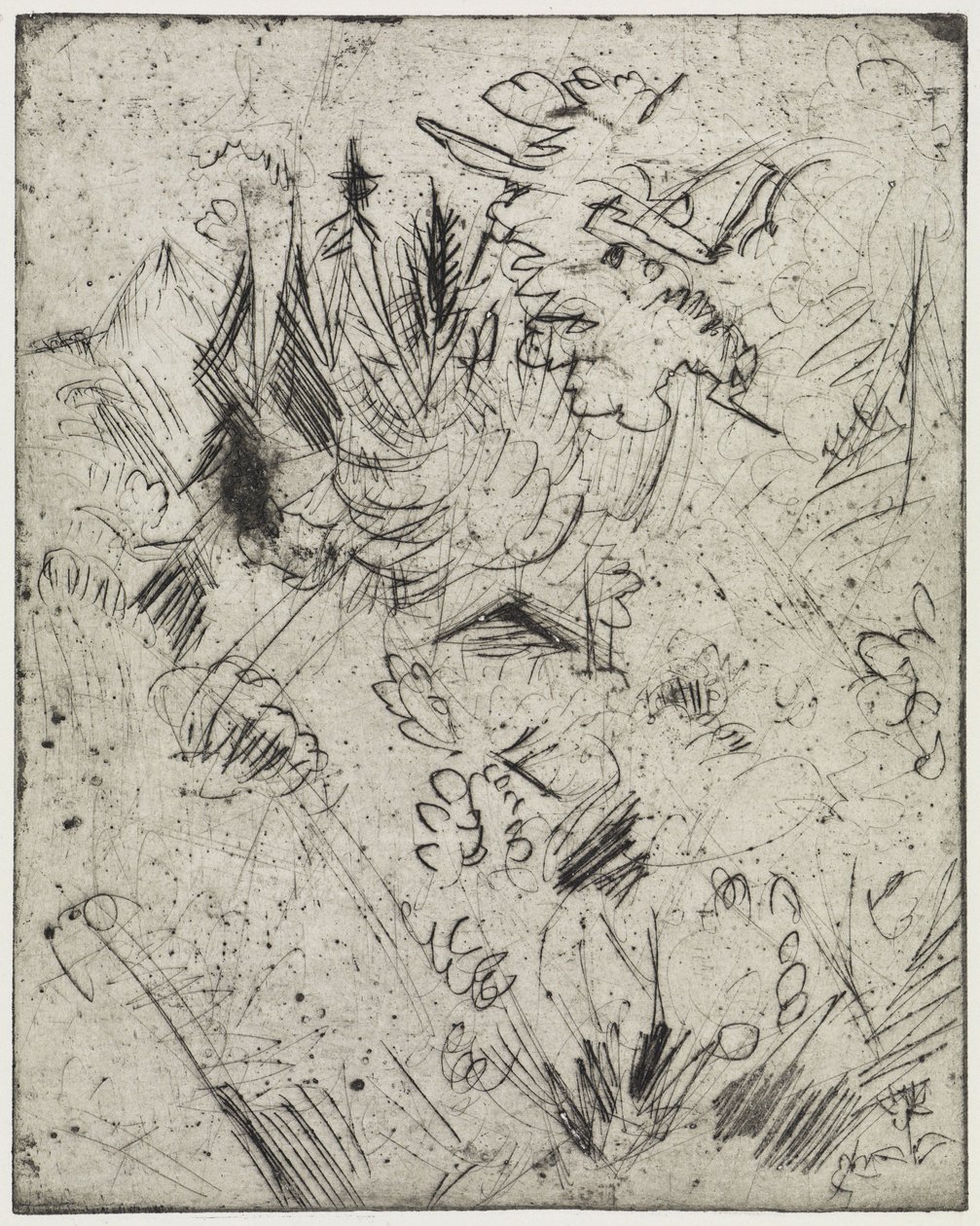 Zbocze góry z chatami i jodłami / Naga dziewczyna z młodymi kotami autorstwa Ernst Ludwig Kirchner