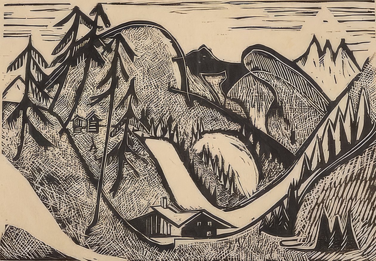 Górski krajobraz w pobliżu Glarus. 1933 autorstwa Ernst Ludwig Kirchner