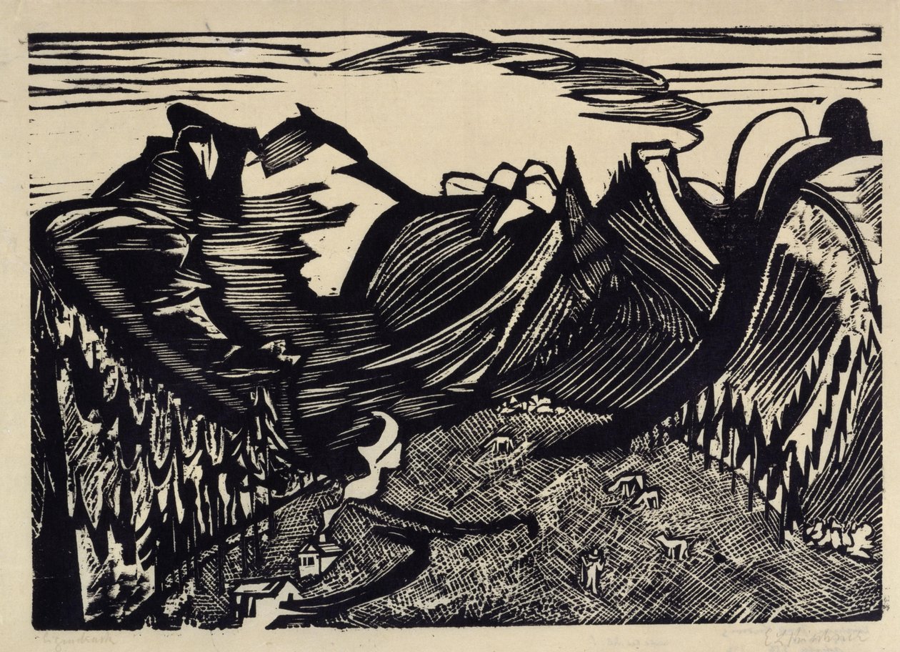 Górski krajobraz z alpą autorstwa Ernst Ludwig Kirchner