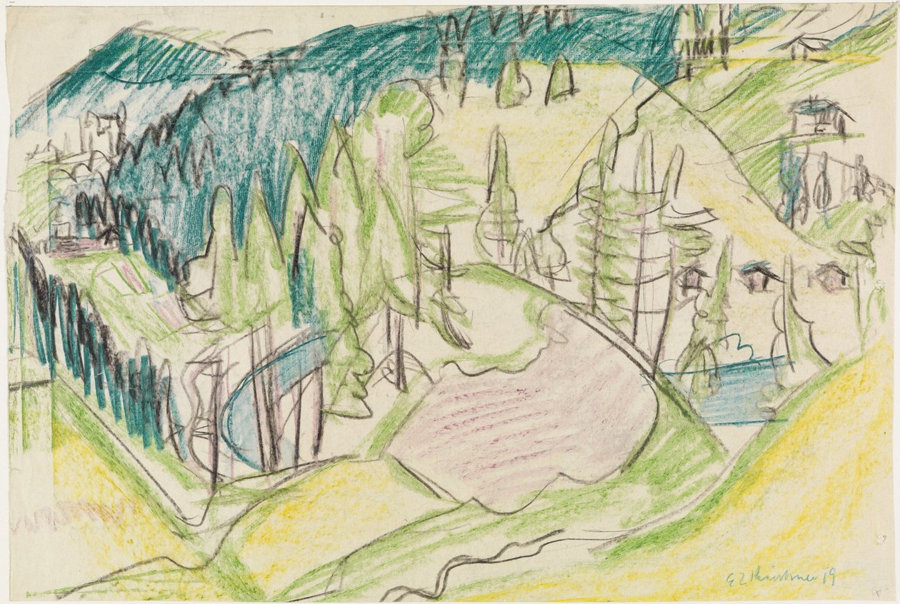 Pejzaż górski z jodłami autorstwa Ernst Ludwig Kirchner
