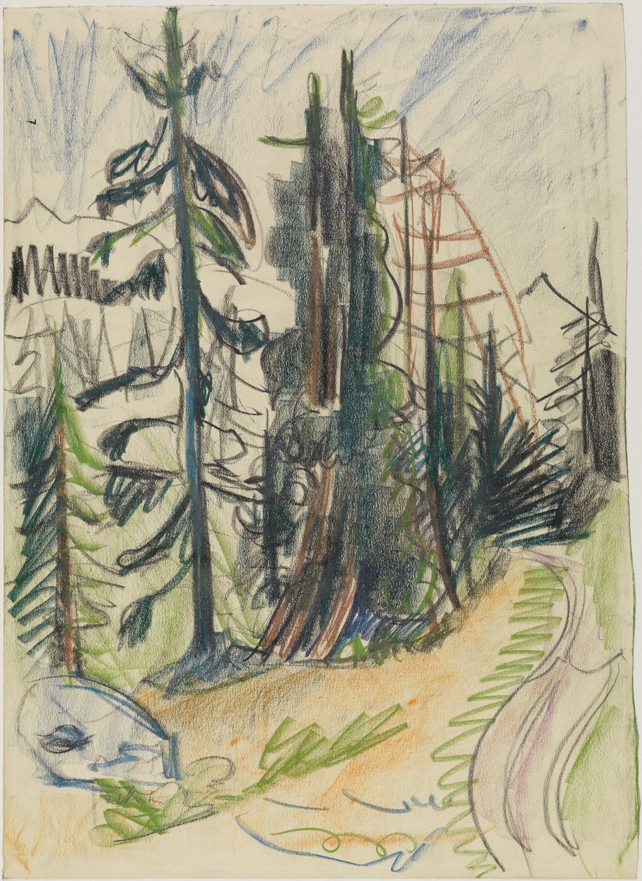 Jodły górskie i droga autorstwa Ernst Ludwig Kirchner