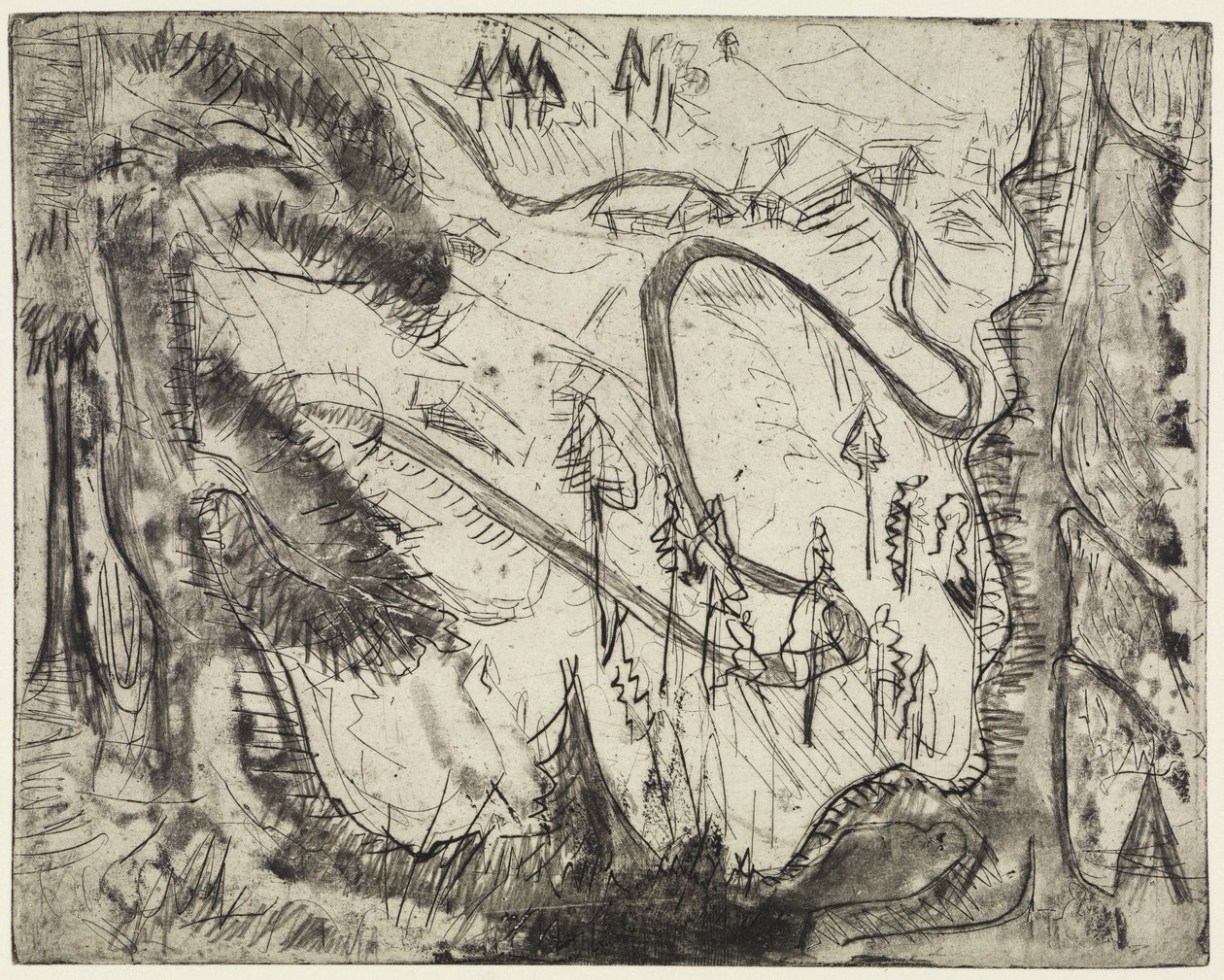 Ścieżka górska, widziana z góry autorstwa Ernst Ludwig Kirchner