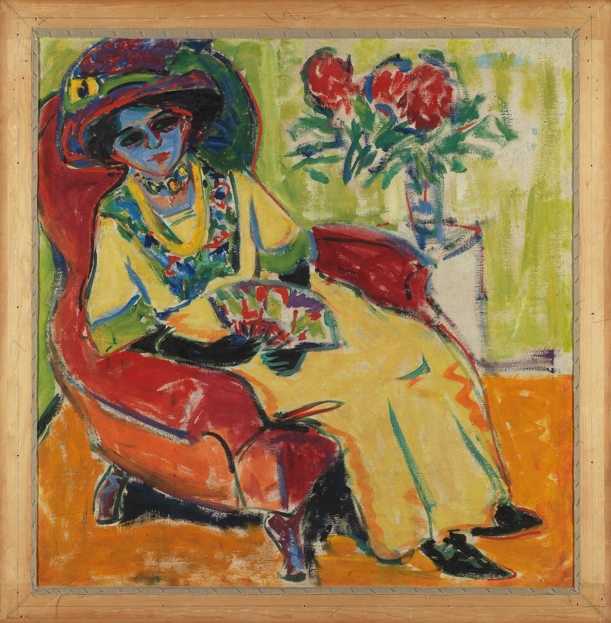 Portret Dodo (Siedząca dama) Odwrocie: Bal maskowy (Maski na ulicy) autorstwa Ernst Ludwig Kirchner