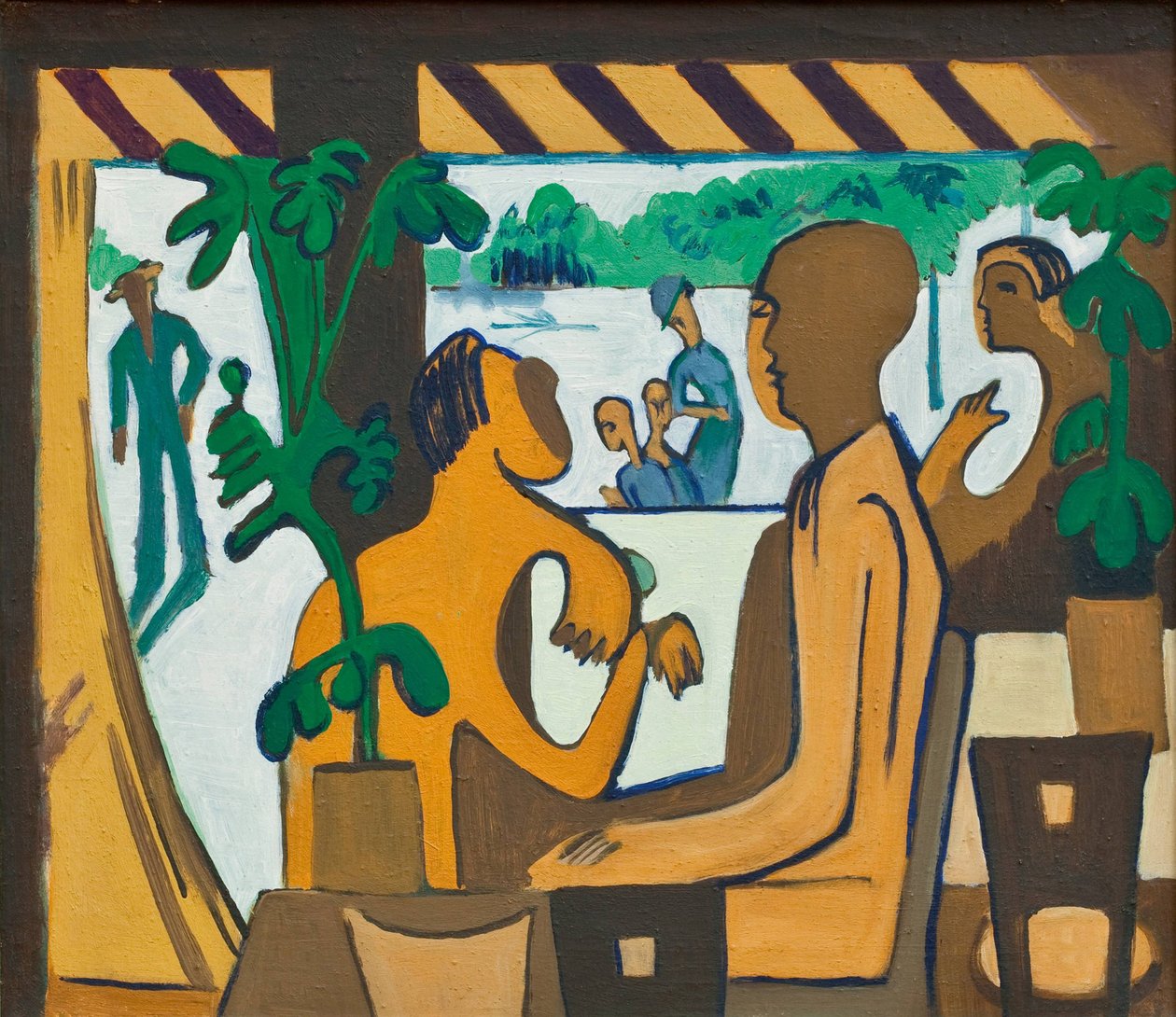 Brązowe postacie w kawiarni, 1928-1929 autorstwa Ernst Ludwig Kirchner