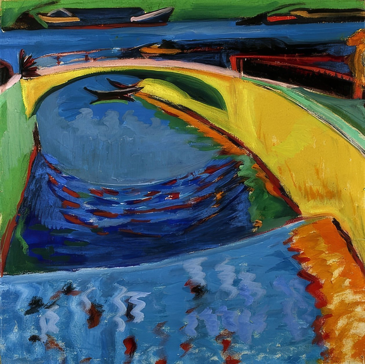 Most u ujścia Prießnitz. Około 1910 autorstwa Ernst Ludwig Kirchner