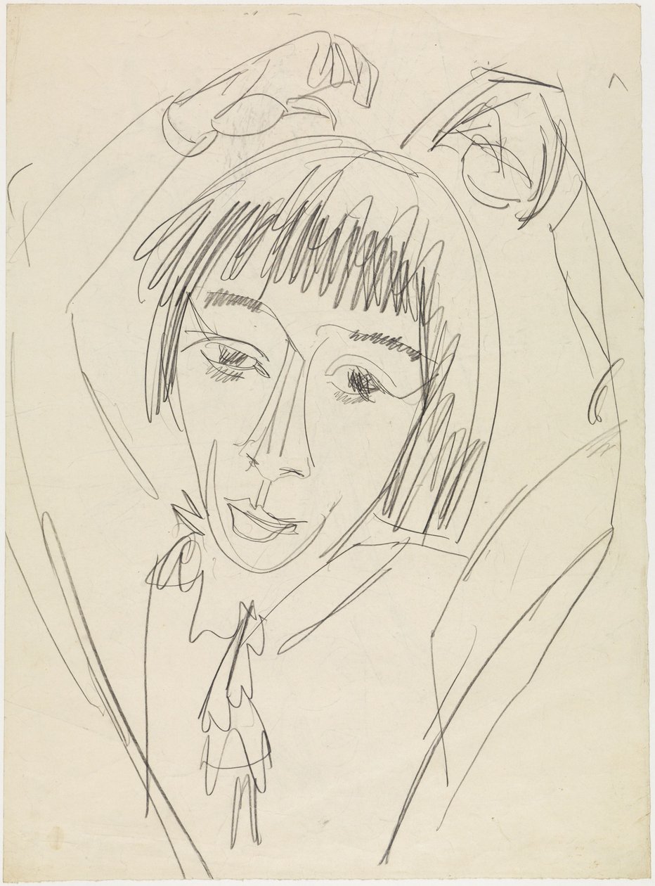 Portret Gerdy z uniesionymi rękami autorstwa Ernst Ludwig Kirchner