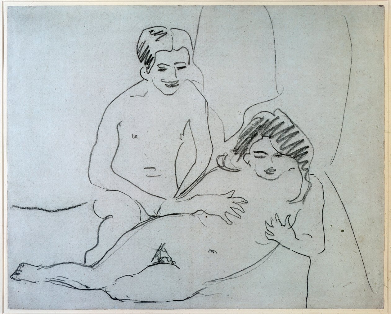 Para Naga para leżąca na łóżku - rysunek Ernsta Ludwiga Kirchnera (1880-1938) Nowy Jork, Museum of Modern Art autorstwa Ernst Ludwig Kirchner