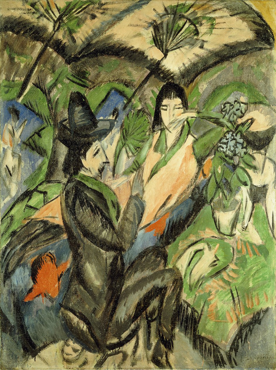 Para pod japońskimi parasolami; Para pod japońskim parasolem, 1902 autorstwa Ernst Ludwig Kirchner