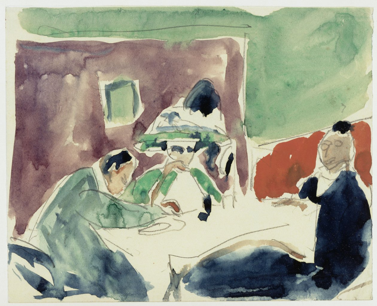 Dama (Dodo?) i dwóch mężczyzn przy stoliku w kawiarni autorstwa Ernst Ludwig Kirchner