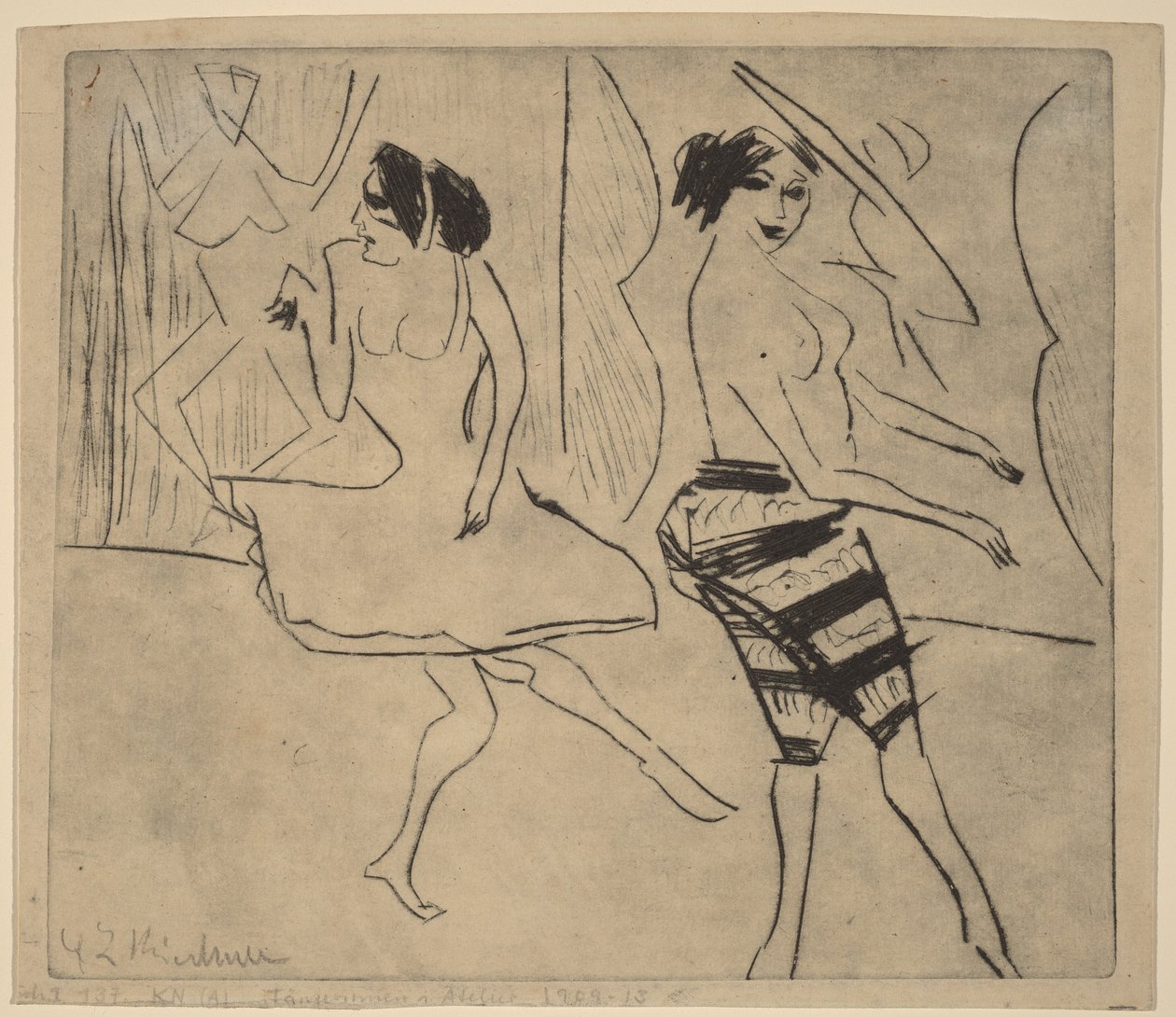 Tancerze w studiu autorstwa Ernst Ludwig Kirchner