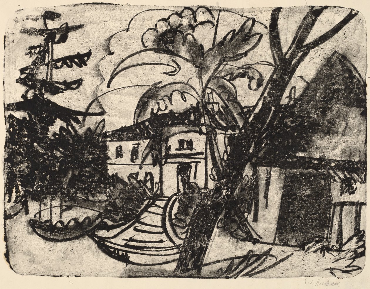 Duńska Farma z Dworkiem autorstwa Ernst Ludwig Kirchner