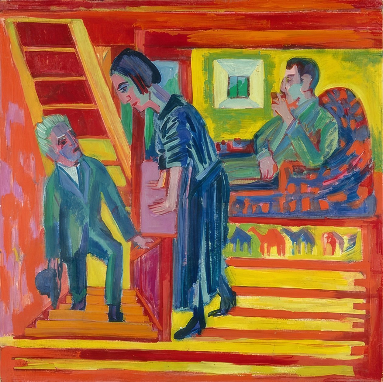 Wizyta - para i nowicjusz. 1922 autorstwa Ernst Ludwig Kirchner