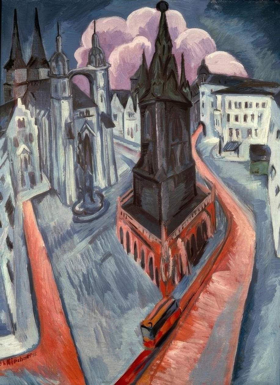 Czerwona wieża w Halle autorstwa Ernst Ludwig Kirchner