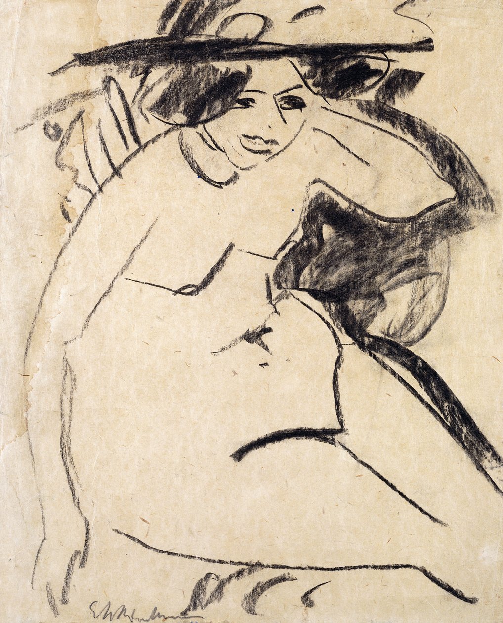 Dido w kapeluszu; Dido mit Hut, ok.1909 autorstwa Ernst Ludwig Kirchner