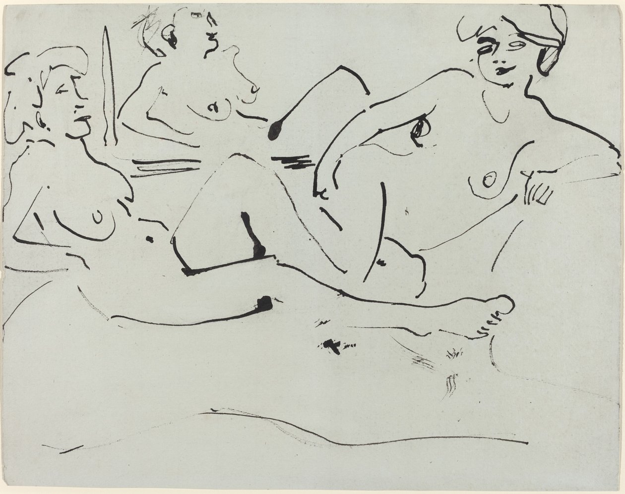 Dodo i starsza kobieta leżące przed lustrem autorstwa Ernst Ludwig Kirchner