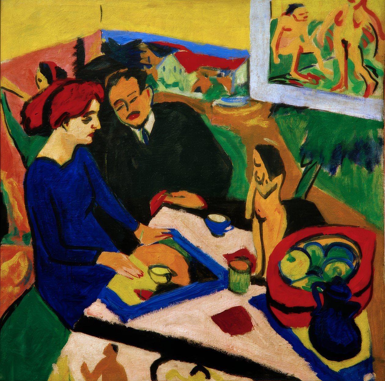 Doris i Heckel przy stole autorstwa Ernst Ludwig Kirchner