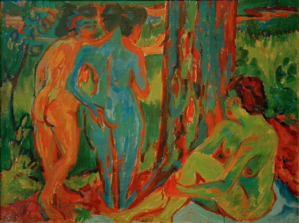 Trzy akty w lesie autorstwa Ernst Ludwig Kirchner