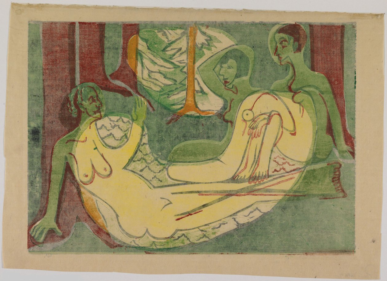 Trzy akty w lesie autorstwa Ernst Ludwig Kirchner