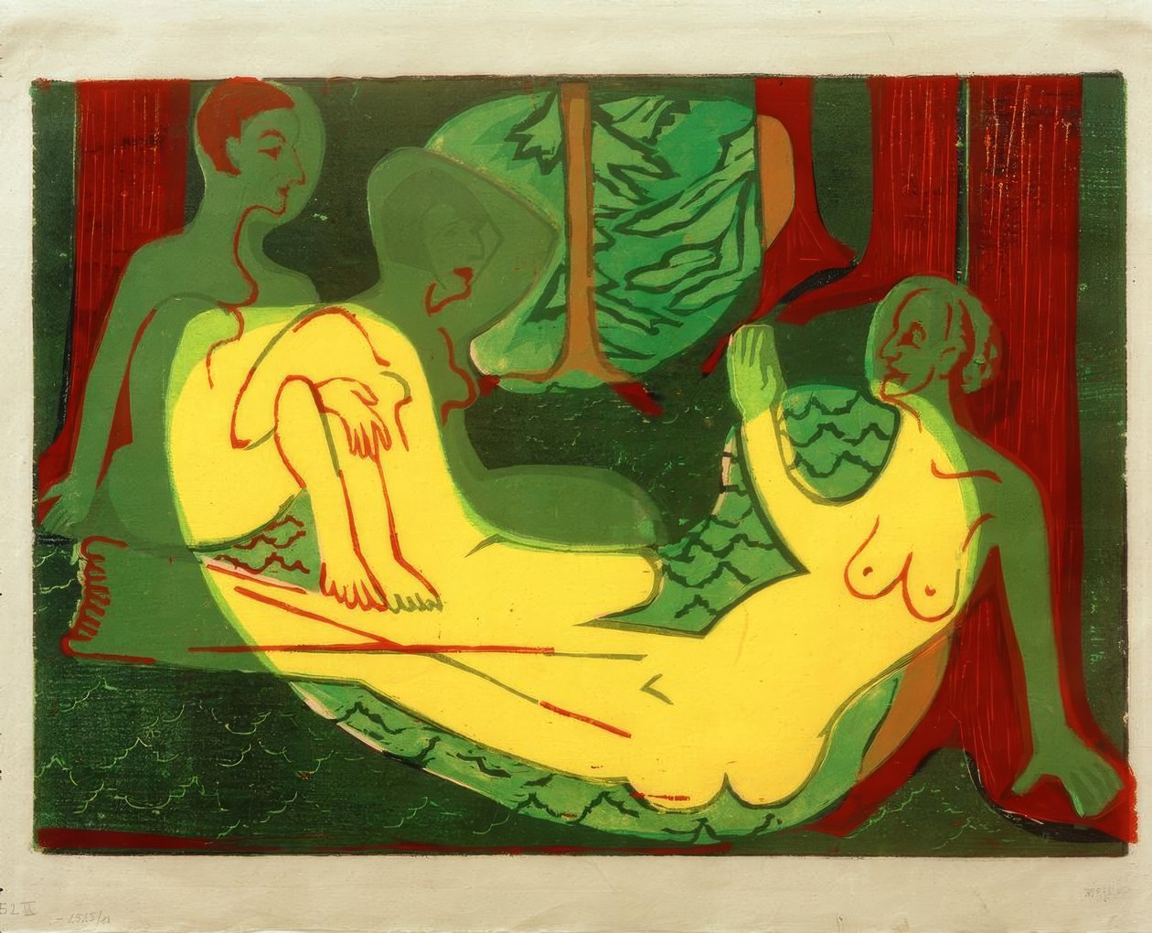 Trzy akty w lesie autorstwa Ernst Ludwig Kirchner