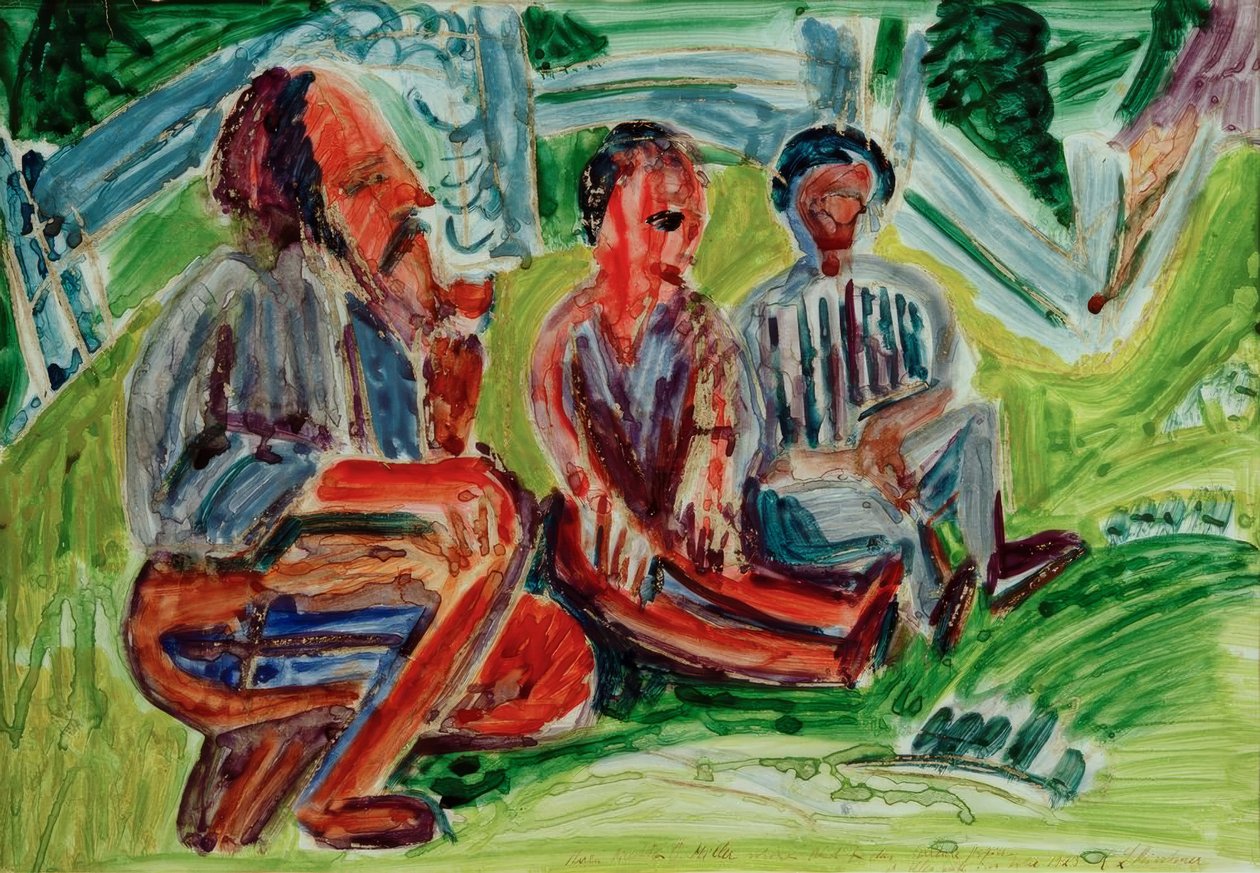 Trzech rolników na łące autorstwa Ernst Ludwig Kirchner