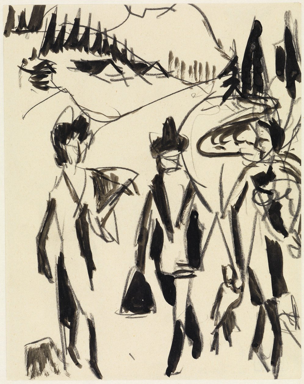 Trzech spacerowiczów w górskim krajobrazie autorstwa Ernst Ludwig Kirchner