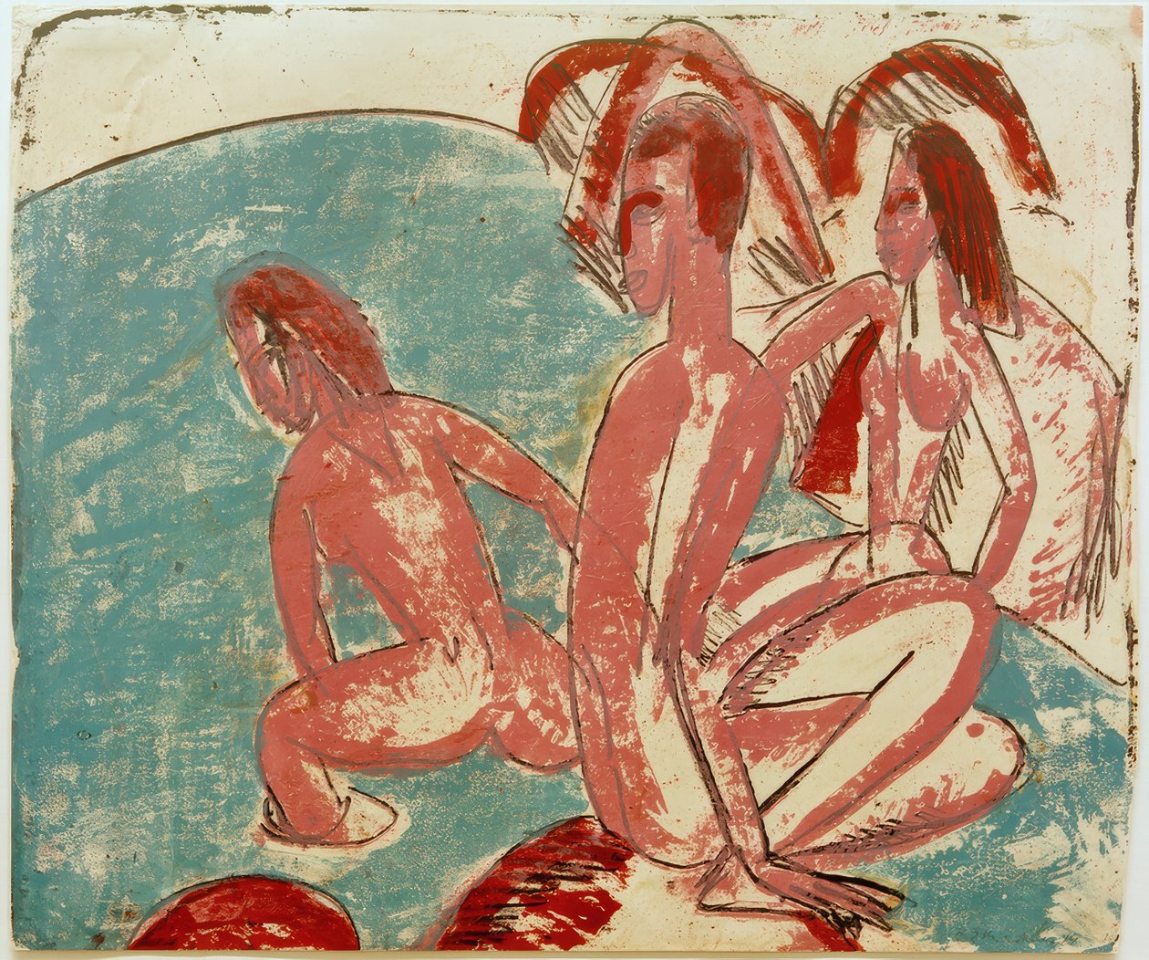 E.L. Kirchner, trzech kąpiących się na kamieniach autorstwa Ernst Ludwig Kirchner
