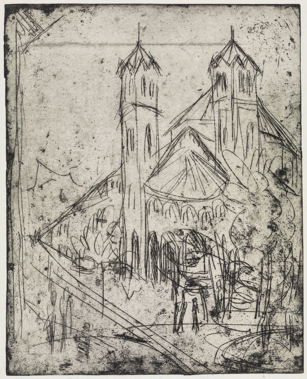 Róg przy ogrodzie zimowym/Kościół św. Gereona w Kolonii I autorstwa Ernst Ludwig Kirchner