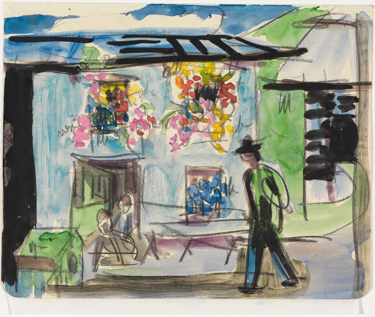 Domek z oknami ozdobionymi kwiatami autorstwa Ernst Ludwig Kirchner