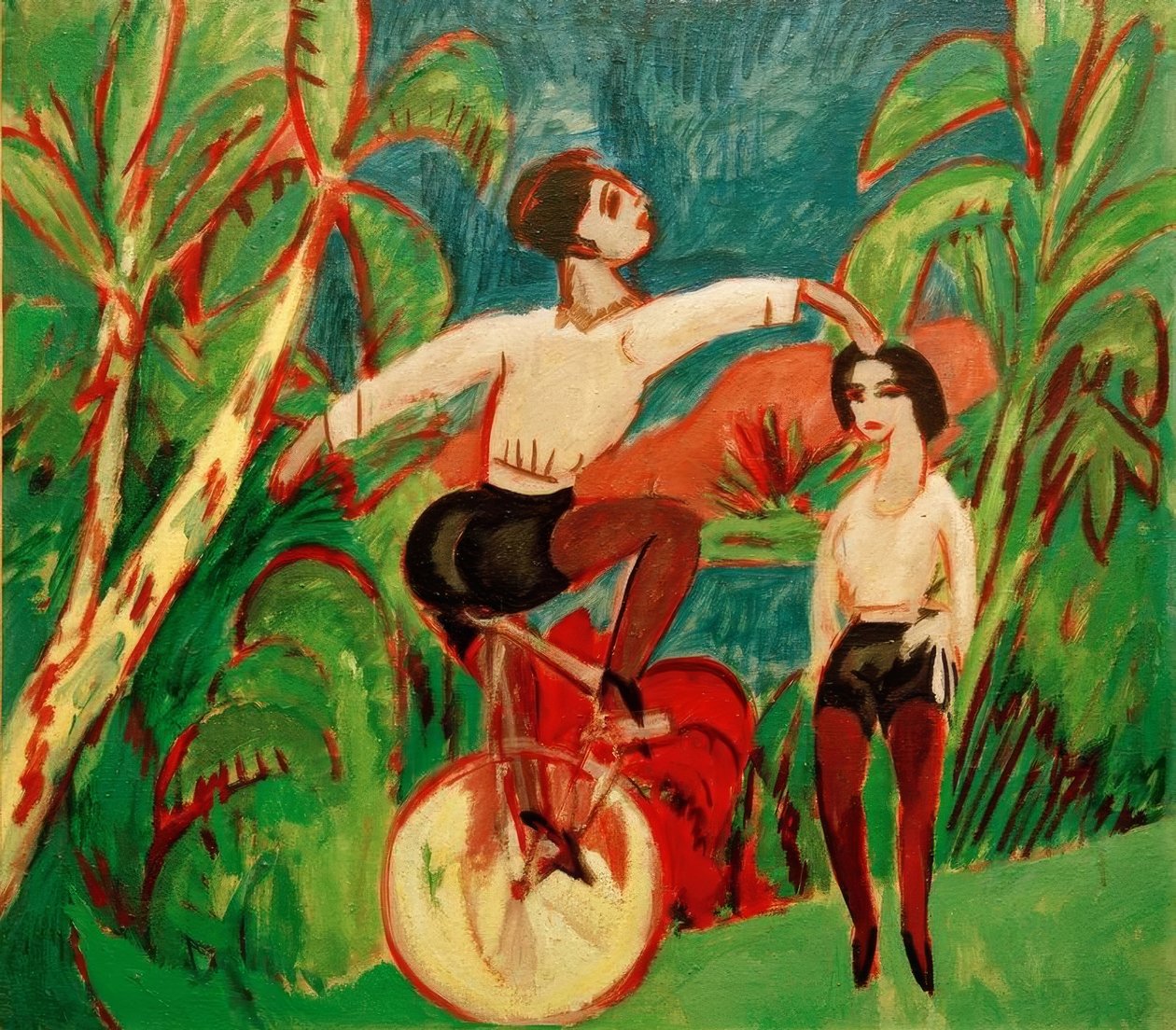 Unicykliści autorstwa Ernst Ludwig Kirchner