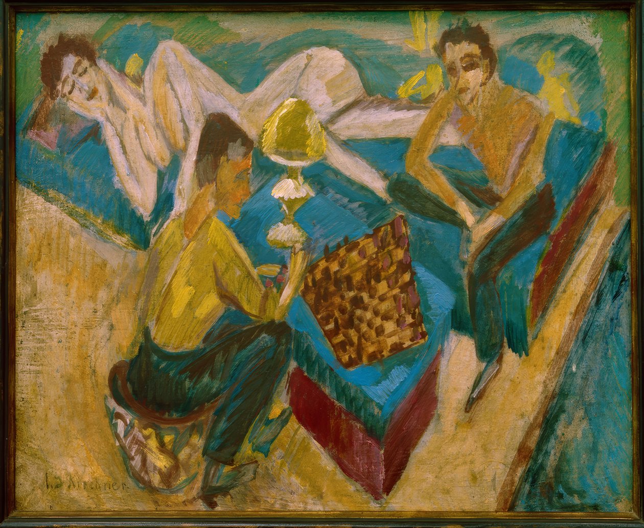 Erich Heckel i Otto Mueller w Chess II autorstwa Ernst Ludwig Kirchner